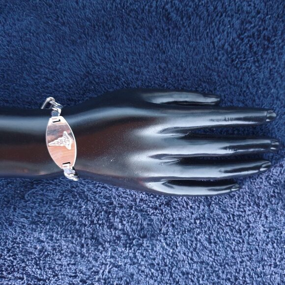 💎 Vintage Italy 925 Sterling Silver Medical Alert Bracelet — Stamped "F.N.A" 💎 - Picture 12 of 14